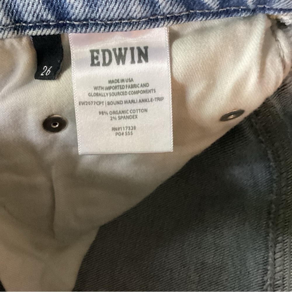 New ▶️ FREE PEOPLE ◀️ Edwin Marli Ankle Mid Rise Cropped Wide Leg Jeans Size 26 - Picture 11 of 13